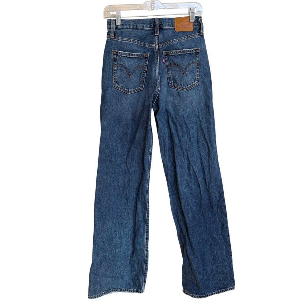 Levis Ribcage Wide Leg Jeans High Rise Medium Wash Blue Denim W26 - Picture 3 of 9
